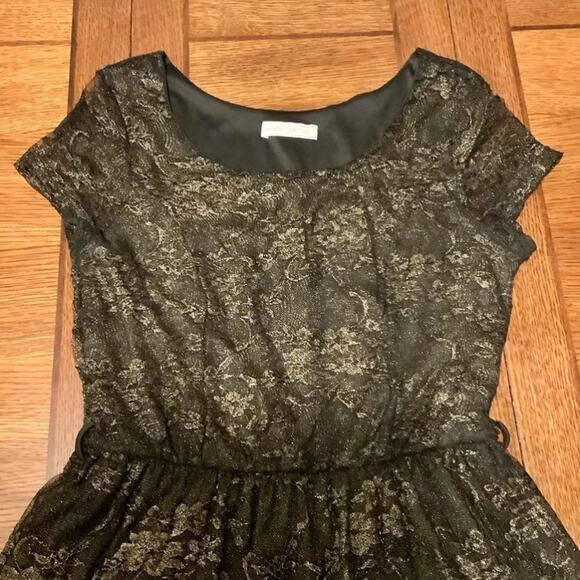 Vintage Body Central Floral Lace Black & Gold Dress Size S - Picture 4 of 10